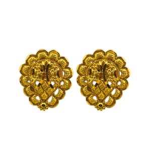 22K Plain Yellow Simple Gold Stud Earrings (4.840 Grams)