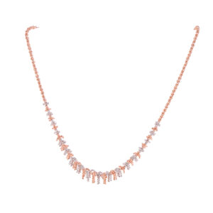 18K Rose Gold Necklace with White Rhodium Finish