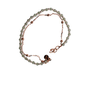 18K Light Weight Rose Gold Bracelet with Green Beads