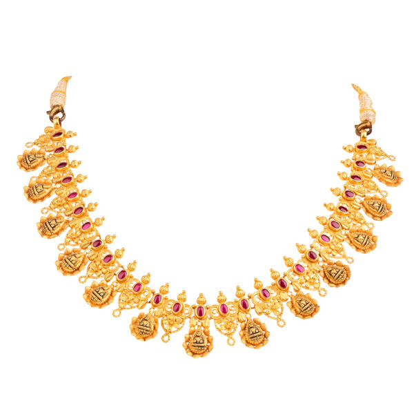 Handcrafted Lakshmi Nakas Necklace in 22K Antique Gold