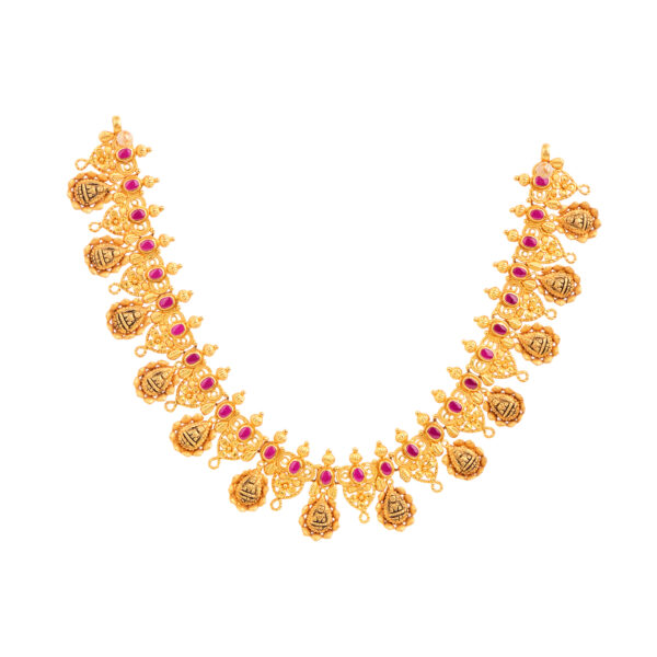 Handcrafted Lakshmi Nakas Necklace in 22K Antique Gold