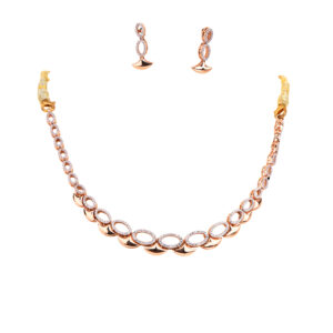 18K Rose Gold Necklace and Earrings with Cubic Zircons