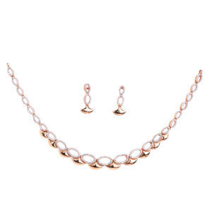 18K Rose Gold Necklace and Earrings with Cubic Zircons