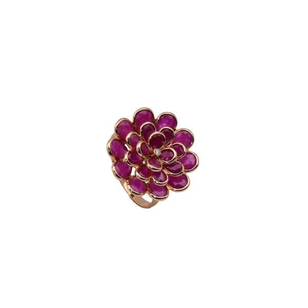18K Gold Ring with Ruby and Diamond
