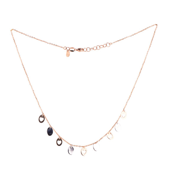 18K Light Weight Rose Gold  Necklace with Rhodium Finish