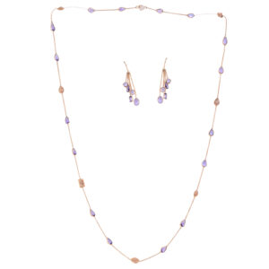 Tanzanites with Diamonds Necklace and Earring in 18K Gold