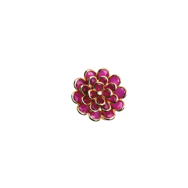 18K Gold Ring with Ruby and Diamond