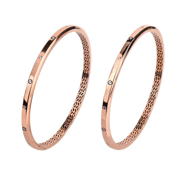 18K Rose Gold Zircon Bangles