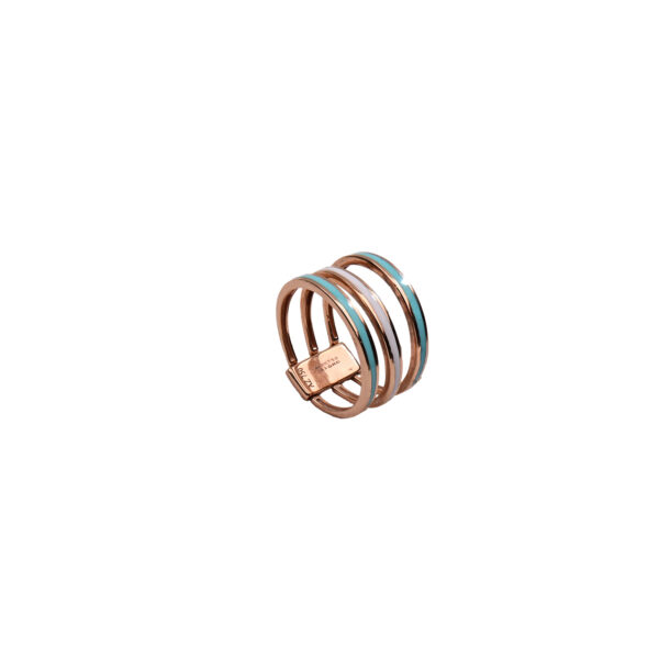 18K Rose Gold Ring with Enamel