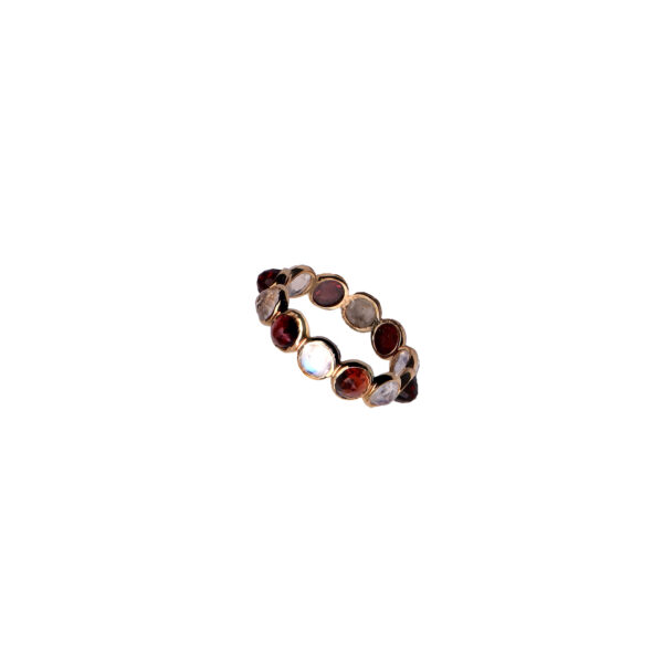 18K Gold Ring with Garnet and Moonstone