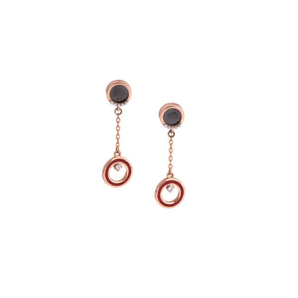 18K Gold Enamel Earrings with Zircons