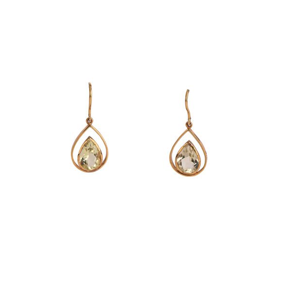 18k Gold Hook Earrings with Lemon Quartz