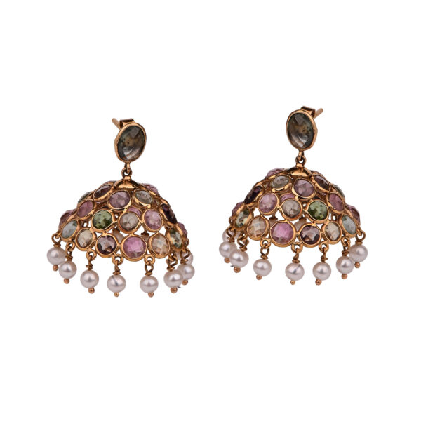 Multi Tourmaline Jhumki 18K Gold