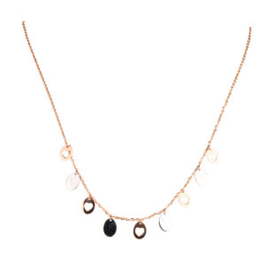 18K Light Weight Rose Gold  Necklace with Rhodium Finish