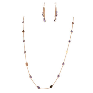 Tanzanites with Diamonds Necklace and Earring in 18K Gold