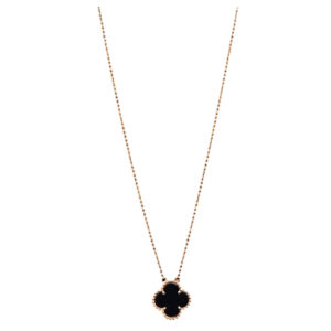 Black Onyx Pendant with Chain in 18K Gold