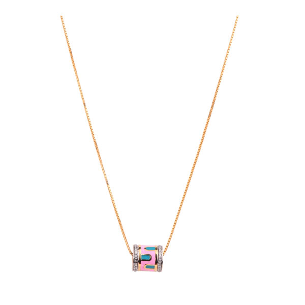 22K Chain with Enamel and Zircon Pendant for College Wear