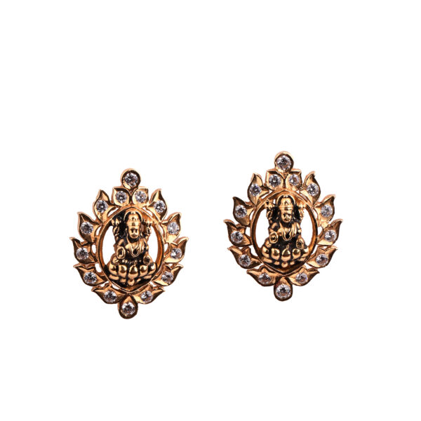 22K Gold Earring with Lakshmi Motif and Zircons
