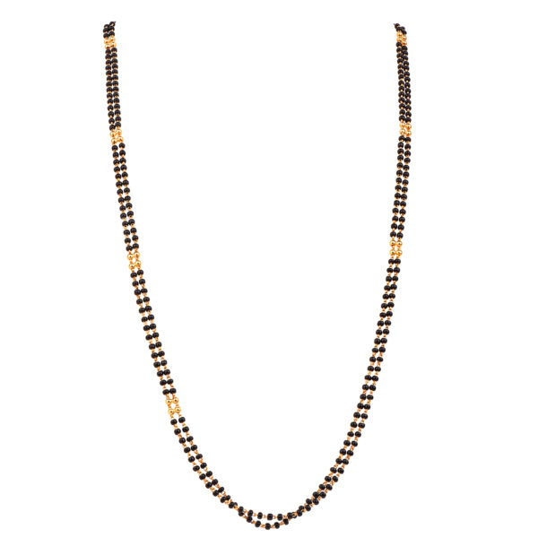 Black Bead Mangalsutra Chain Double Row in 22K Gold