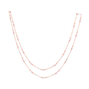 18K Double Row Rose Gold Pearl Chain