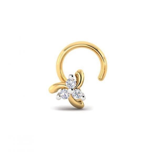 Exquisite Diamond Nose Pin (0.03 Ct) in 18 Kt Yellow Gold