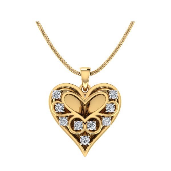 Diamond (0.40 Ct) Heart  Pendant In 18Kt Gold (4.230 Gram) 