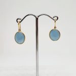 Aquamarine Gemstone Earrings, Hoops In 18Kt Gold (1.800 Grams)