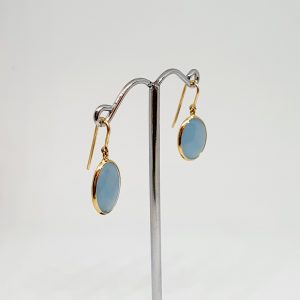 Aquamarine Gemstone Earrings, Hoops In 18Kt Gold (1.800 Grams)