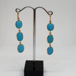 Aquamarine Gemstone Earrings, Hoops In 18Kt Gold (1.800 Grams)