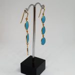 Aquamarine Gemstone Earrings, Hoops In 18Kt Gold (1.800 Grams)