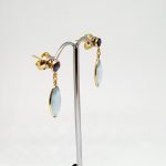 Aquamarine Gemstone Earrings, Hoops In 18Kt Gold (1.800 Grams)