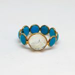 Turquoise Ring With Moonstone In 18Kt Yellow Gold