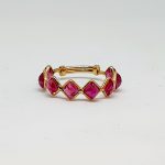 Square Cut Ruby Ring In 18Kt Yellow Gold (1.100 Grams)