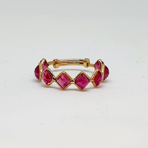 Square Cut Ruby Ring In 18Kt Yellow Gold (1.100 Grams)