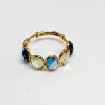 Blue Topaz Ring With Aquamarine In 18Kt Yellow Gold