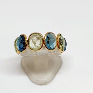 Blue Topaz Ring With Aquamarine In 18Kt Yellow Gold