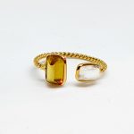 Citrine Ring With Moonstone In 18Kt Yellow Gold (1.250 Grams)