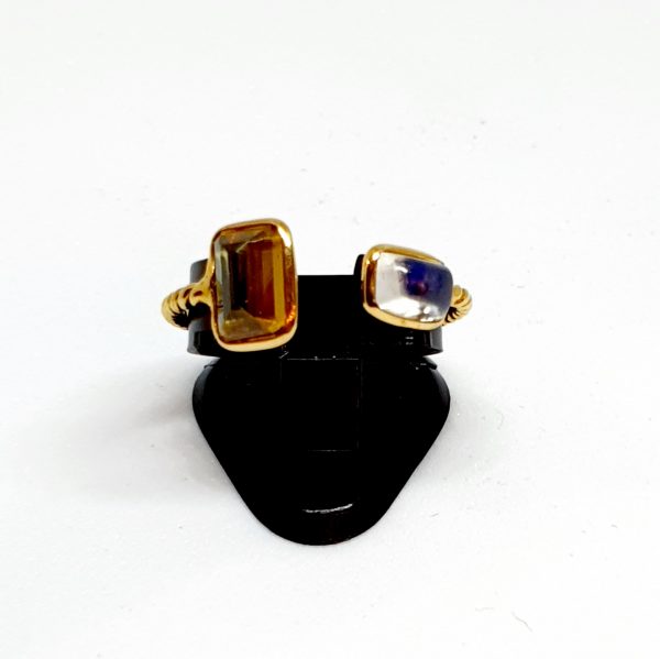 Citrine Ring With Moonstone In 18Kt Yellow Gold (1.250 Grams)