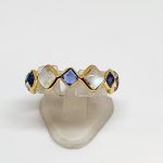 Square Sapphire Ring With Moonstone In 18Kt Yellow Gold