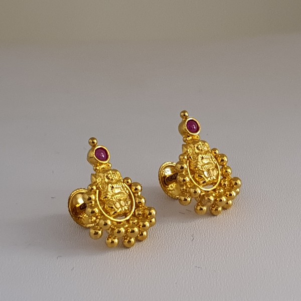 22Kt Plain Gold Earrings (2.230 gms)/ Gold Ear Studs