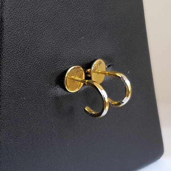 Plain Gold Earrings (3.300 Grams), 22Kt Plain Yellow Gold Jewellery – Bali Earrings