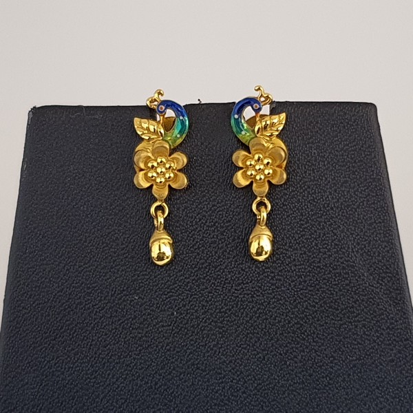 Handcrafted 916 Peacock Gold Earrings