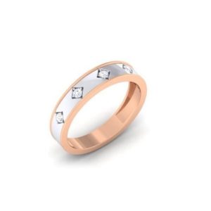 Diamond Ring in 2-tone 18Kt Gold (3.210 gram) with Diamonds (0.12 Ct) for Women