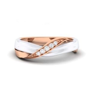 Diamond Ring in 2-tone 18Kt Gold (4.000 gram) with Diamonds (0.06 Ct) for Women