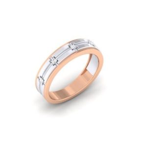 Two Tone 18Kt Gold Ring studded with Diamonds (0.05 Ct) for Women