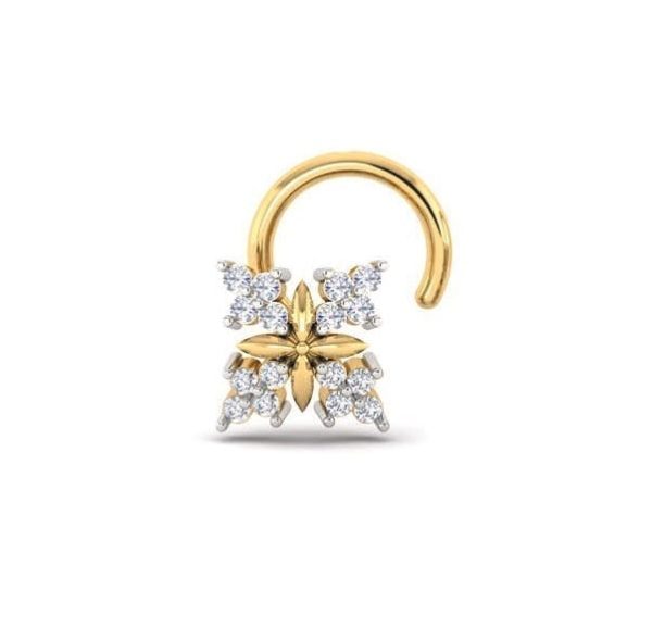 Exquisite Diamond Nose Pin (0.08 Ct), 18 Kt Yellow Gold