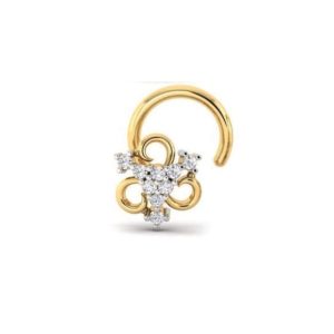 Gorgeous Diamond Nose Ring (0.04 Ct), 18 Kt Yellow Gold