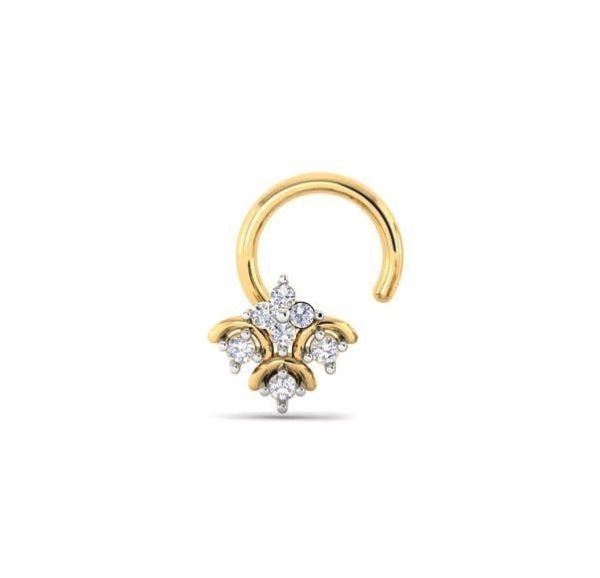 Diamond Nose Pin (0.05 Ct), 18 Kt Yellow Gold Jewellery