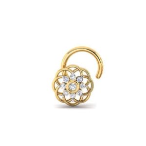 Exquisite Diamond Nose Pin (0.05 Ct), 18 Kt Yellow Gold