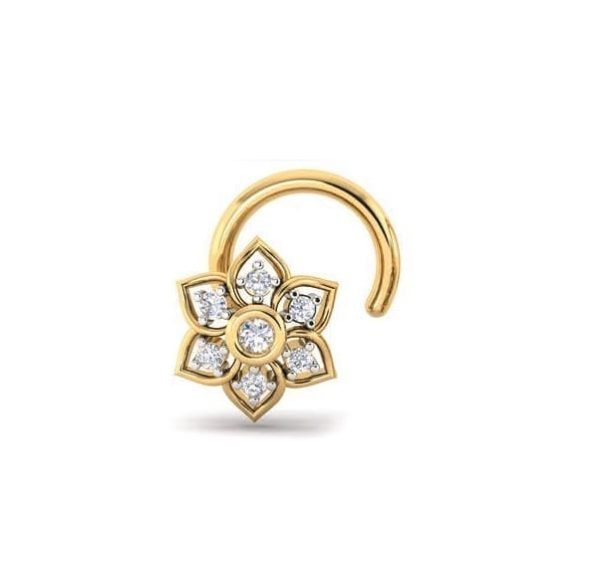 Diamond Nose Pin (0.04 ct), 18 Kt Yellow Gold Jewellery